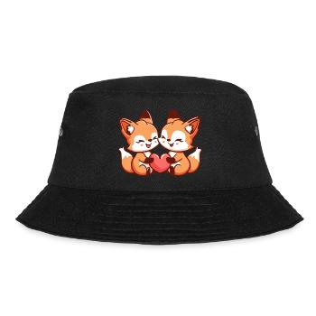 Fuchs Paar Liebe Couple Verliebt - Bucket Hat - Schwarz - Vorne - Lela (165cm)