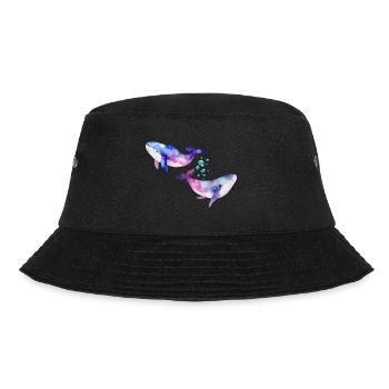Two rainbow whales/cetaceans - Bucket Hat - black - Front - Lela (165cm)