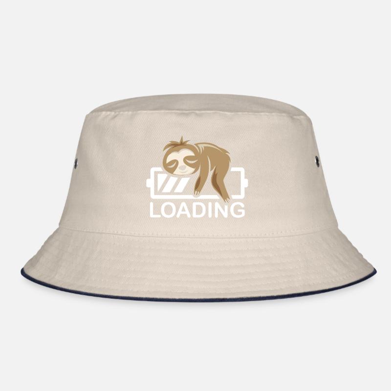funny sloth loading battery icon comic Bucket Hat