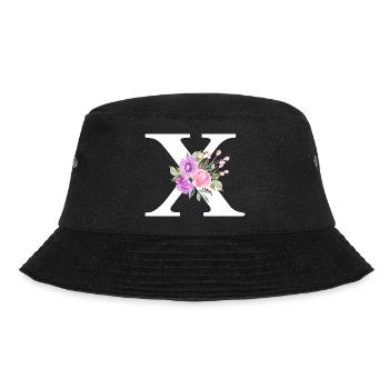 Lila floral x Buchstabe - Bucket Hat - Schwarz - Vorne - Lela (165cm)