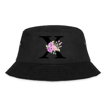 Lila floral x Buchstabe - Bucket Hat - Schwarz - Vorne - Lela (165cm)