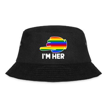 I'm Hers Rainbow Lesbian Couple Funny LGBT Pride - Bucket Hat - black - Front - Lela (165cm)