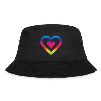 Rainbow Heart Homosexuality LGBT Love - Bucket Hat - black - Front - Lela (165cm)