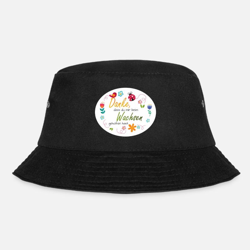 Spruch Kita-Abschied - Danke - bunte Blumen  - Bucket Hat - Schwarz