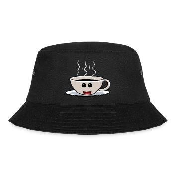 Guten Morgen Kaffee Koffein Kaffeetasse freundlich - Bucket Hat - Schwarz - Vorne - Lela (165cm)