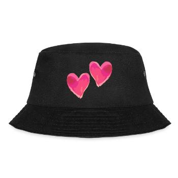Herzen Love Verliebt Valentinstag - Bucket Hat - Schwarz - Vorne - Lela (165cm)
