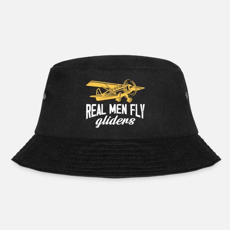 Real men fly gliders Design for a rc plane - Bucket Hat - black
