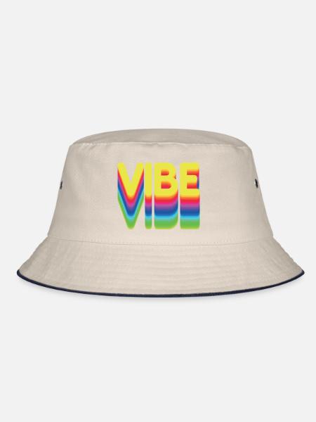 Nur gute Vibes - retro style - Bucket Hat - Natur/Navy - Vorne
