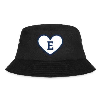 Buchstabe e Herz Sport Trend blau - Geschenkidee - Bucket Hat - Schwarz - Vorne - Lela (165cm)