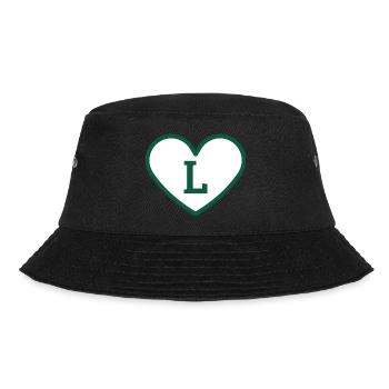 Buchstabe l Herz Sport Trend grün - Geschenkidee - Bucket Hat - Schwarz - Vorne - Lela (165cm)