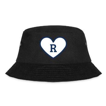 Buchstabe r Herz Sport Trend blau - Geschenkidee - Bucket Hat - Schwarz - Vorne - Lela (165cm)