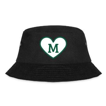 Buchstabe m Herz Sport Trend grün - Geschenkidee - Bucket Hat - Schwarz - Vorne - Lela (165cm)
