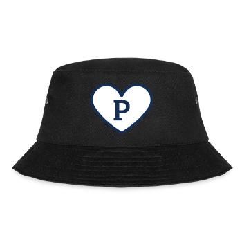 Buchstabe p Herz Sport Trend blau - Geschenkidee - Bucket Hat - Schwarz - Vorne - Lela (165cm)