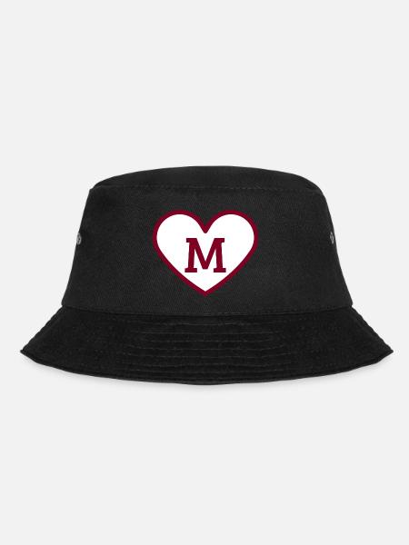 Buchstabe m herz sport trendy burgund - Geschenkidee - Bucket Hat - Schwarz