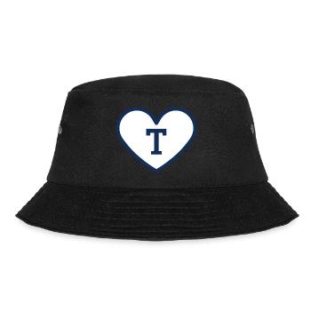 Buchstabe t Herz Sport Trend blau - Geschenkidee - Bucket Hat - Schwarz - Vorne - Lela (165cm)
