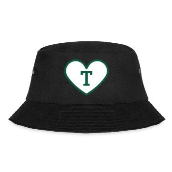 Buchstabe t Herz Sport Trend grün - Geschenkidee - Bucket Hat - Schwarz - Vorne - Lela (165cm)