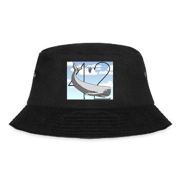 H2G2 Fan Art. Sperm whale and petunia falling. 42 - Bucket Hat - black - Front - Lela (165cm)