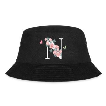 Letter n pink flowers - Bucket Hat - black - Front - Lela (165cm)