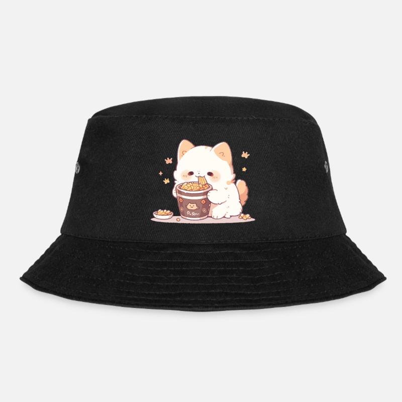 Spaghetti cats - Cat is having fun with past - Bucket Hat - black