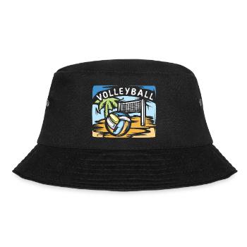 Volleyball illustration with beach volleyball palm tree - Bucket Hat - black - Front - Lela (165cm)