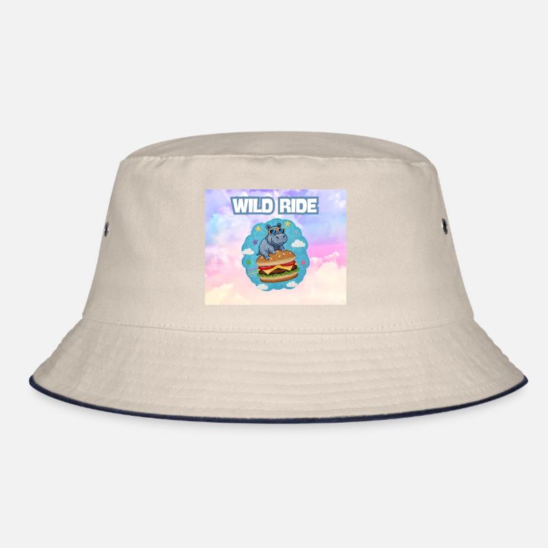 Wild Ride Hippo Burger Patch Bucket Hat