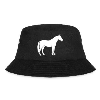 Pferd Silhouette Stehend Reiten Vektor - Bucket Hat - Schwarz - Vorne - Lela (165cm)