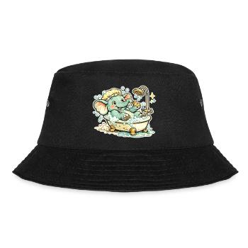 Kleiner Elefant im Bad Duschspaß - Bucket Hat - Schwarz - Vorne - Lela (165cm)
