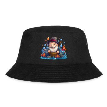 Fröhlicher Fischer mit bunten Fischen - Bucket Hat - Schwarz - Vorne - Lela (165cm)