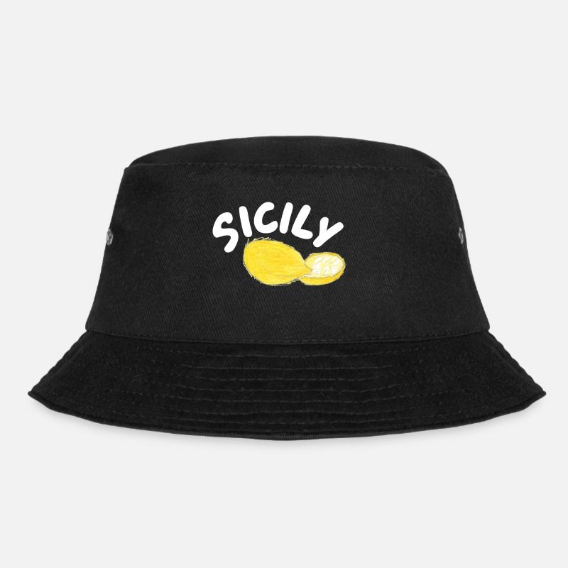 Sicily Zitronen Illustration - Sicily - Bucket Hat - Schwarz