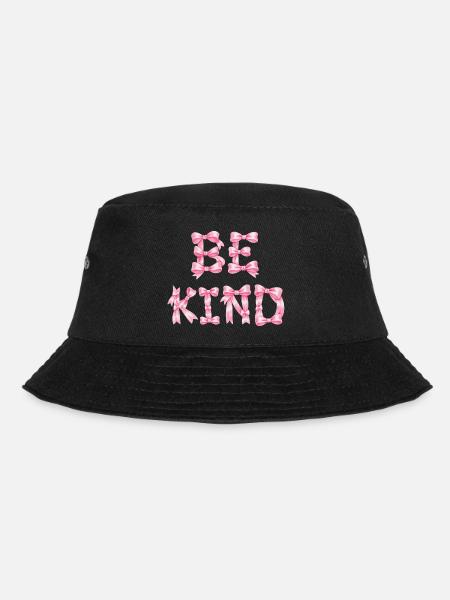 Be Kind Pink Bow T-Shirt Coquette Aesthetic - Bucket Hat - black