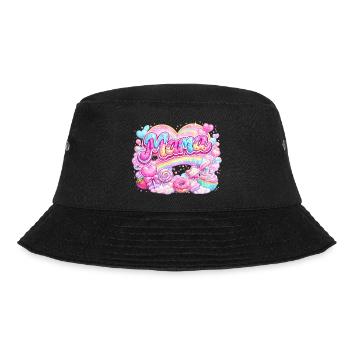 Mama Candy und Regenbogen | Mama-Geschenk - Bucket Hat - Schwarz - Vorne - Lela (165cm)