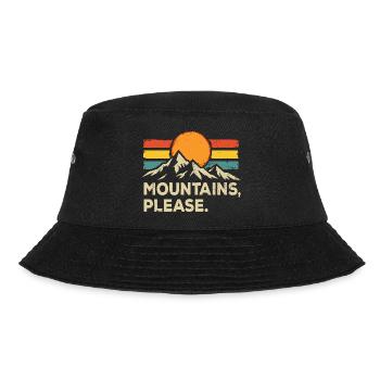 Mountains Please. Outdoor Wandern - Bucket Hat - Schwarz - Vorne - Lela (165cm)