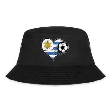 Uruguay Flagge Fußball mit Herz used - Bucket Hat - Schwarz - Vorne - Lela (165cm)