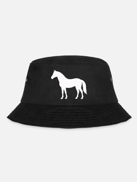 Pferde Silhouette in Weiß auf Schwarz - Bucket Hat - Schwarz