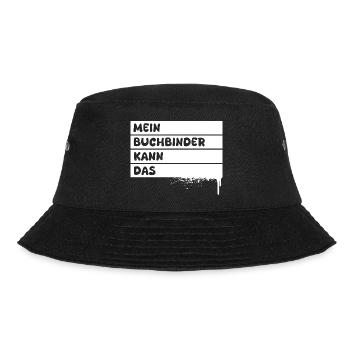 Geschenk für Buchbinder - Bucket Hat - Schwarz - Vorne - Lela (165cm)