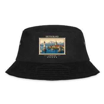 Deutschland Lindau Vintage Reisemarke - Bucket Hat - Schwarz - Vorne - Lela (165cm)