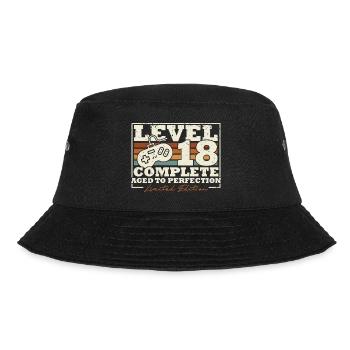 18 Geburtstag Level 18 Complete 18 Jahre Geschenk - Bucket Hat - Schwarz - Vorne - Lela (165cm)