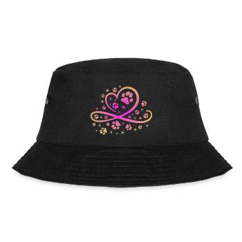 Herz mit Pfötchen und Sternen - Bucket Hat - Schwarz - Vorne - Lela (165cm)