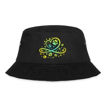 Herz mit Pfötchen und Sternen - Bucket Hat - Schwarz - Vorne - Lela (165cm)