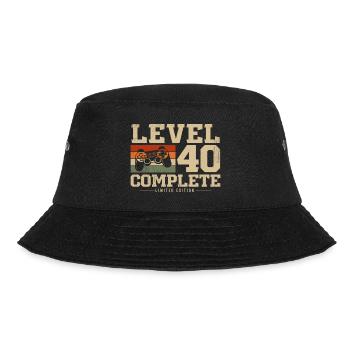 40. Geburtstag Geschenk Level 40 Complete - Bucket Hat - Schwarz - Vorne - Lela (165cm)