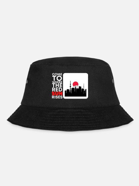 Come to where the red sun rises, Japan - Bucket Hat - black
