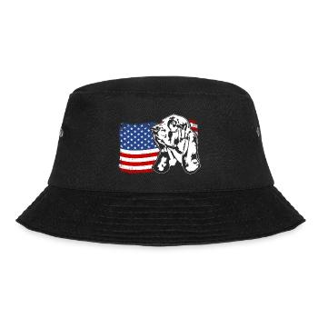 Basset Hound US Amerika Fahne Hunde Wilsigns - Bucket Hat - Schwarz - Vorne - Lela (165cm)