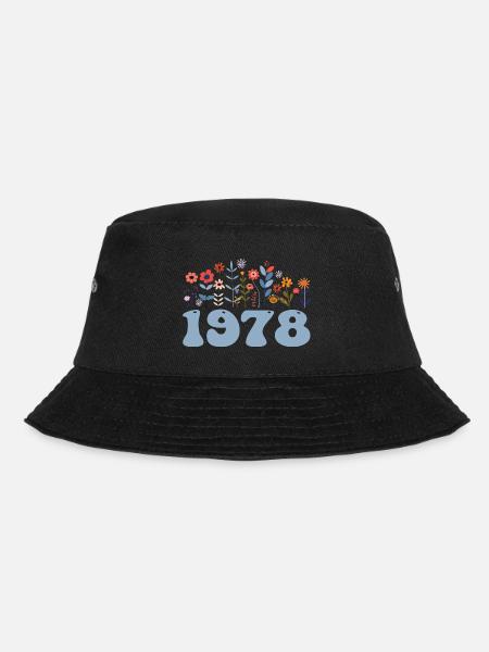 1978 Blumenmuster 1978 Blumen-thema Blumen 1978 - Bucket Hat - Schwarz