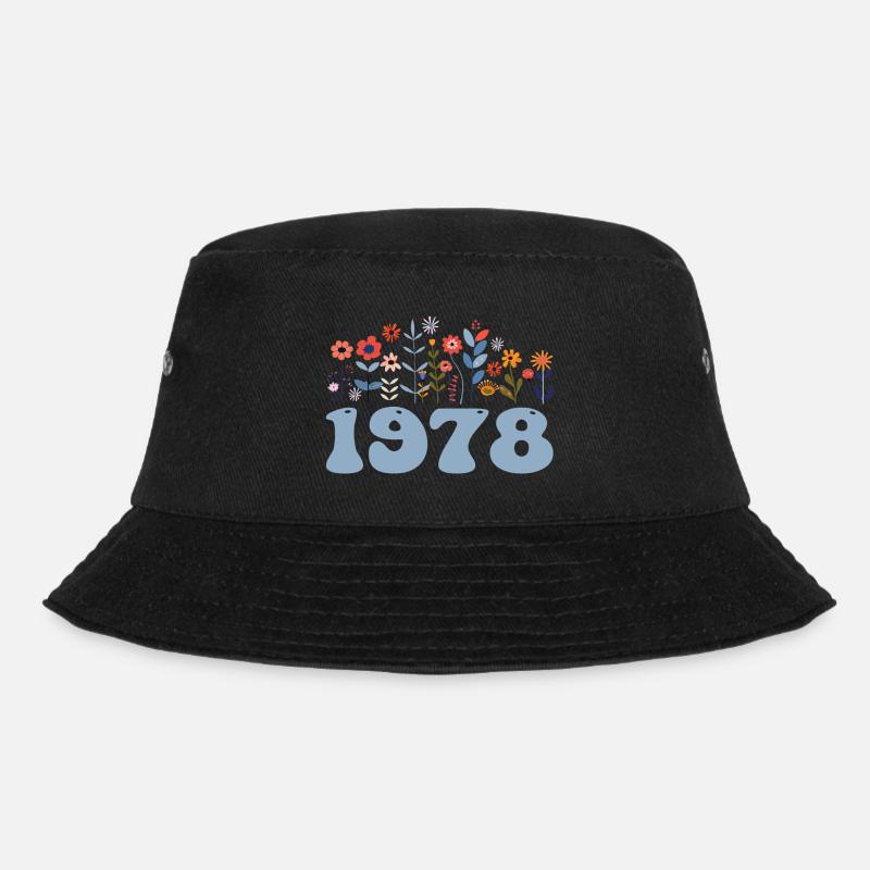 1978 Blumenmuster 1978 Blumen-thema Blumen 1978 - Bucket Hat - Schwarz
