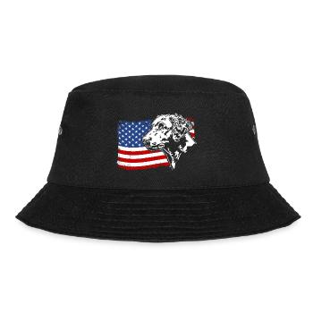 Curly Coated Retriever US Amerika Fahne Wilsigns - Bucket Hat - Schwarz - Vorne - Lela (165cm)