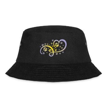 Herz mit Pfötchen und Sternen - Bucket Hat - Schwarz - Vorne - Lela (165cm)