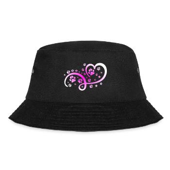 Herz mit Pfötchen und Sternen - Bucket Hat - Schwarz - Vorne - Lela (165cm)