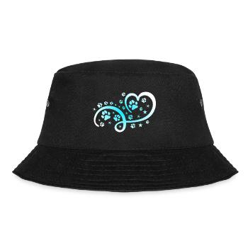 Herz mit Pfötchen und Sternen - Bucket Hat - Schwarz - Vorne - Lela (165cm)