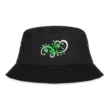 Herz mit Pfötchen und Sternen - Bucket Hat - Schwarz - Vorne - Lela (165cm)