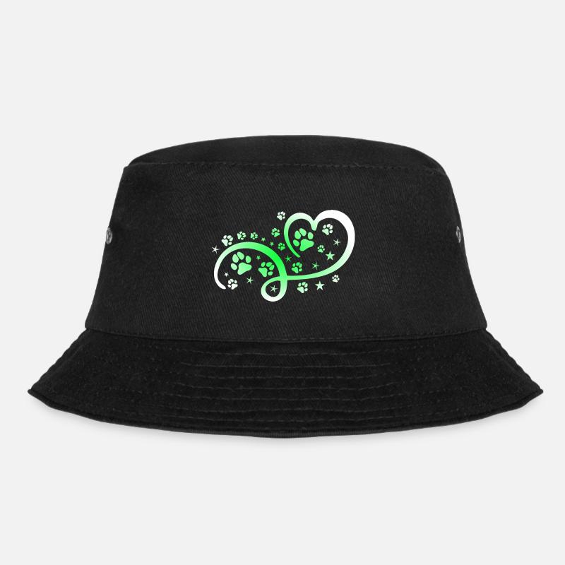 Herz mit Pfötchen und Sternen - Bucket Hat - Schwarz
